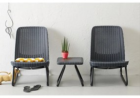Sötétszürke műrattan kétszemélyes kerti lounge szett Rio – Keter