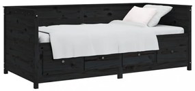 fekete tömör fenyőfa kanapéágy 100 x 200 cm