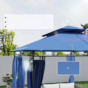 Outsunny Kerti Pavilon 3 x 4 m Fogadó sátor 6 Levehető Függönnyel Kültéri Pavilon Két Rétegű Tetővel Teraszra, Fesztiválra | Aosom