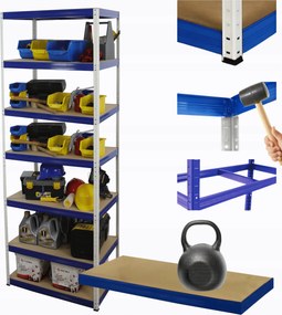 Tárolószekrény fém állvány Helios 270x75x45cm 7Px175kg Tömör Magas