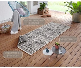 Biri fekete-krémszínű kültéri szőnyeg, 80 x 250 cm - NORTHRUGS