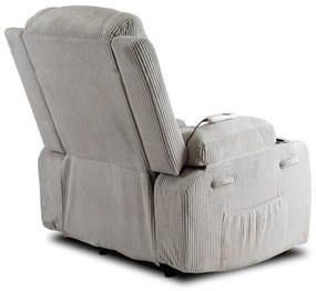 Elektromosan Vezérelhető Masszázsfunkciós Relaxfotel Szürke Kordbársony Kárpittal. BOX2