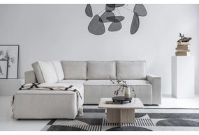 Fehér kordbársony kinyitható sarokkanapé (bal oldali) Brave Dave – Miuform