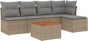 vidaXL 6 részes vegyes bézs polyrattan kerti ülőgarnitúra párnákkal
