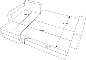 L alakú kihúzható kétoldalas kanapé VALERIO 238x140 cm, sötétszürke/világosszürke + 2 párna INGYEN