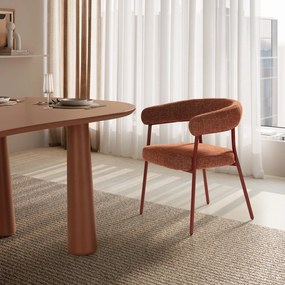 Terrakotta színű kárpitozott karfás étkezőfotel szett 2 db-os Yuri – MOME
