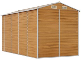 világosbarna horganyzott acél kerti fészer 191 x 385 x 198 cm