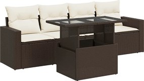 vidaXL 5 részes barna polyrattan kerti ülőgarnitúra párnával
