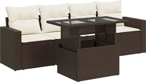 vidaXL 5 részes barna polyrattan kerti ülőgarnitúra párnával