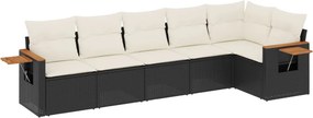 vidaXL 6 részes fekete polyrattan kerti ülőgarnitúra párnákkal