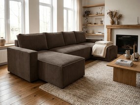 AKCIÓ Sötétbarna U alakú SMART COSARO ülőgarnitúra 295x140 cm II. osztály