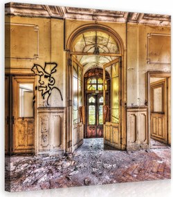 Vászonkép 40x40 Elhanyagolás Elhagyatottság Öregség Romok Bárka Ajtó Graffiti
