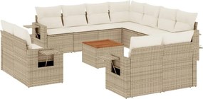 vidaXL 12 részes bézs polyrattan kerti ülőgarnitúra párnákkal
