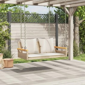 bézs polyrattan hintapad párnákkal 109 x 62 x 40 cm