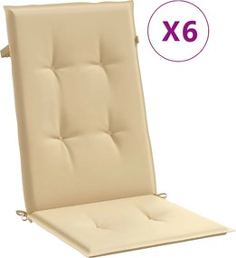 vidaXL 6 db melange bézs szövet magas háttámlájú székpárna 120x50x4 cm