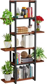 Polcállvány, fekete/rusztikus fa, LEMY