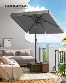 Napernyő 200 × 150 cm, téglalap alakú erkélyernyő, napvédelem UPF 50+, talp nélkül, szürke