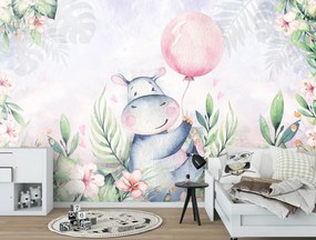Fotótapéta - Víziló a növények közepén (152,5x104 cm)