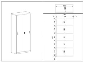 SimpleOffice magas szekrény 80 x 40 x 180 cm, cseresznye
