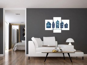 Kép - Kék akvarell házak (90x60 cm)