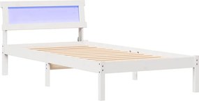 vidaXL Ágykeret fejtámlával Fehér 90 x 200 cm Tömör fenyőfa