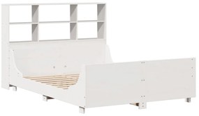 fehér tömör fa könyvespolcos ágy matrac nélkül 140 x 190 cm