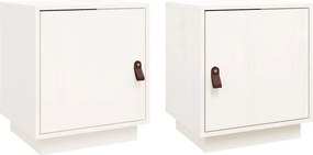 vidaXL 2 db fehér tömör fenyőfa éjjeliszekrény 40 x 34 x 45 cm