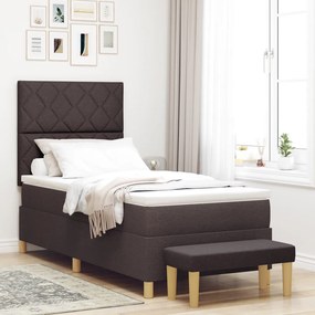 Boxspring ágy matraccal és paddal, sötétbarna, 100x200 cm, szövet