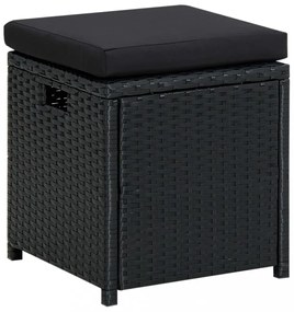 vidaXL 6 részes fekete polyrattan kerti bútorszett párnákkal