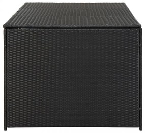 fekete polyrattan kerti tárolóláda 180 x 90 x 70 cm