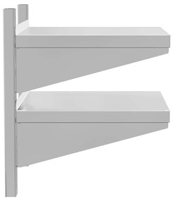 2 szintes ezüst rozsdamentes acél fali polc 50 x 40 x 48 cm