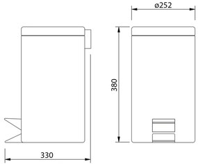 Aqualine - Szeméttároló SIMPLE LINE 12 l csiszolt rozsdamentes