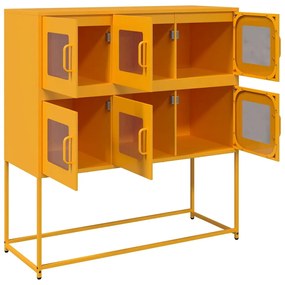 mustársárga hideghengerelt acél tálalószekrény 100,5x39x107 cm