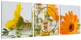 Narancsságra virágok képe (órával) (90x30 cm)