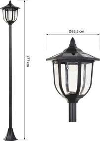 Outsunny Napelemes LED kerti lámpa, műanyag lámpa, kültéri lámpa beltéri és kültéri használatra, erkélyre, dekorációhoz fekete