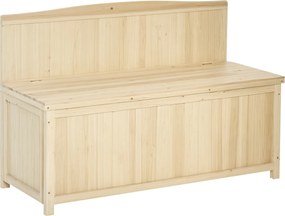 Outsunny természetes fa kerti pad kerti pad tárolóval és háttámlával, 250 kg terhelhetőség, teraszra, erkélyre, 115x45x75 cm | Aosom
