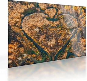 Üveg kép - Szív alakú folyó (70x50 cm)