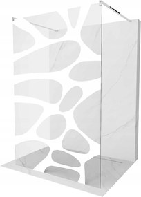 Mexen Kioto, átmenő zuhanyparaván 100 x 200 cm, 8 mm-es üveg tiszta / fehér mintás, 2x króm stabilizáló távtartó, 800-100-002-01-97