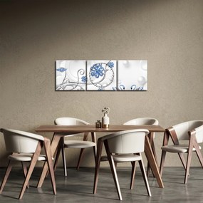 Kép - kék hattyúk (órával) (90x30 cm)