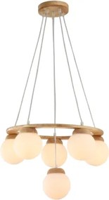 Brilagi - VISBY WOOD zsinóros függeszték 6xE27/60W/230V, átm. 58 cm, kaucsukfa