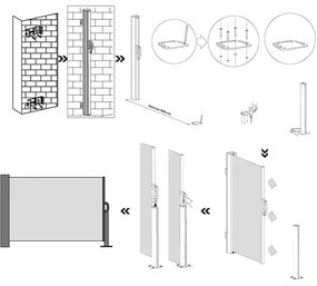 Oldalsó napellenző, kihúzható napellenző 200x350cm bézs