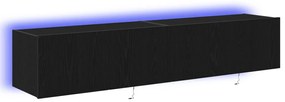 TV Faliszekrény LED Fényekkel 2 db Fekete Tölgy 80x35x31 cm