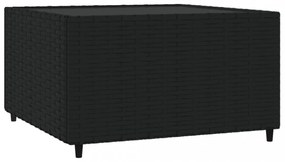 fekete polyrattan négyzet alakú kerti dohányzóasztal 50x50x30cm