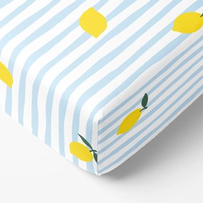 Goldea pamut gumis lepedő - friss citromok csíkokkal 80 x 160 cm