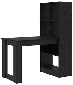 Asztal polcokkal Musta tammi 122 x 67 x 145 cm Faanyag
