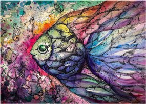 Kép - színes hal (üvegen) (70x50 cm)