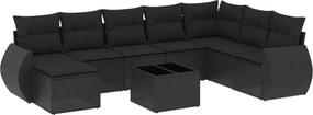 vidaXL 9 részes fekete polyrattan kerti ülőgarnitúra párnákkal