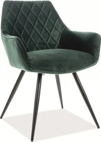 Linea Velvet kárpitozott szék, fekete/zöld Sig