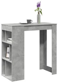 betonszürke szerelt fa tárolórekeszes bárasztal 102x50x103,5 cm