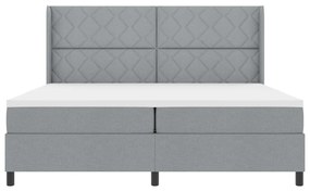 Boxspring Ágy Matraccal &amp; LED Fény Szürke 200x200 cm Szövet